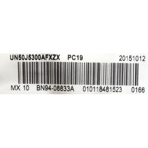 MAIN ORIGINAL PARA TV SAMSUNG /NUMERO DE PARTE  BN94-08833A / BN41-02307B / BN97-09262D / PANEL CY-GJ050BGNV4H / DISPLAY V500HK3-PS1 REV. C1 / MODELOS UN50J5300 / UN50J5300AF / UN50J5300AFXZX / UN50J5300AFXZX IH02